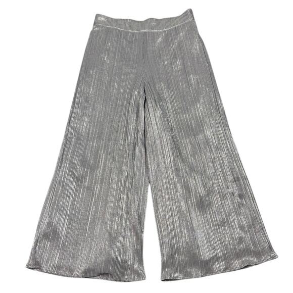 Janie & Jack Girl Silver Metallic Wide Leg Pants - Picture 4 of 5